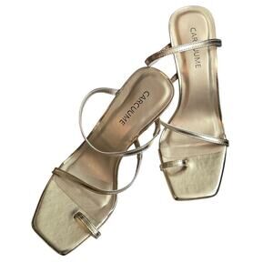 Women's Gold Toe Strap Mule Heels Sz. 5.5